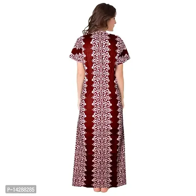 JVSP 100% Cotton Nighty for Women || Full Length Printed Nighty/Maxi/Night Gown/Night Dress/Nightwear Inner  Sleepwear for Women's (Combo Pack of 2)-thumb3