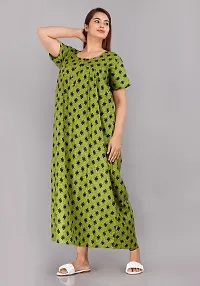 Trendy Cotton Green Short Sleeves Nightwear For Women-thumb1