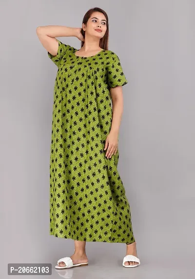 Trendy Cotton Green Short Sleeves Nightwear For Women-thumb2