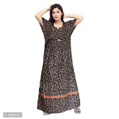 Mudrika Women's Fashion Cotton Printed Full Length Maxi Night Gown Maternity Wear Kaftan Maxi Nighty (Combo Pack of 2)-thumb2