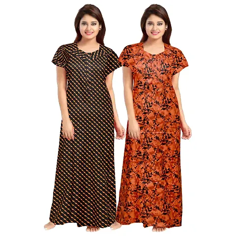 Stylish Embellished rich long nightwear Combo Pack of 2