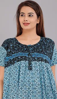 Trendy Cotton Blue Short Sleeves Nightwear For Women-thumb2