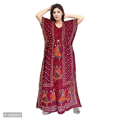 Lorina Women's Pure Cotton Printed Regular Wear Kaftan Maxi Nighties-thumb4