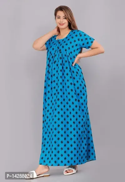 JVSP Stylish Cotton Printed Nighty for Women Sleepwear Half Sleeve Night Dress Maternity Wear Kaftan Maxi Full Lengh Nightdresses Combo of 2 Nighty-thumb2