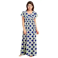 Nandini Women Wear Cotton Nighty Sleepwear Nightdress Nighty Long Maxi Free Size Nighties Combo (Pack of 2) Blue,White-thumb1
