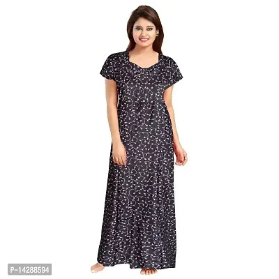 Lorina Women's Cotton Block Print Maxi Nighty (ComboNT7385 XXL Maroon, Blue_Maroon, Blue_2XL)-thumb4