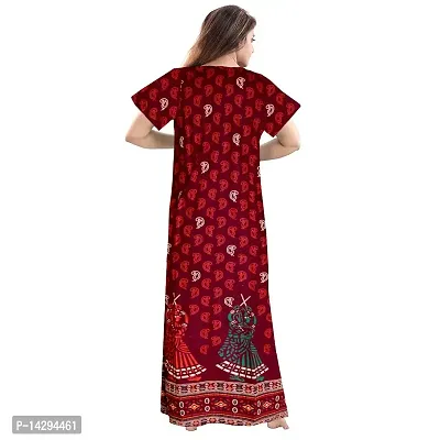 Khushi Print Women Soft Cotton Nightwear Gown Nighties Sleepwear Maxi Dress (Multicolor) Combo Pack of 2 Peice-thumb5