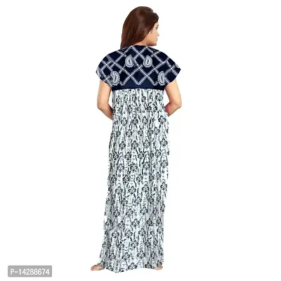 Mudrika Women's 100% Cotton Printed Maxi Maternity Nightwear Nightdress Free Size, (Combo Pack of 2) Red,White-thumb5