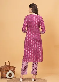 Stylish Pink Cotton Printed Kurta Bottom Set For Women-thumb3