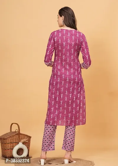 Stylish Pink Cotton Printed Kurta Bottom Set For Women-thumb4