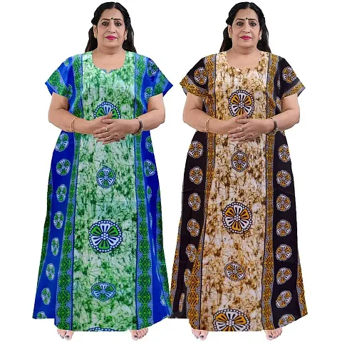 Plus Size Cotton Nighty Combo For Women Pack Of 2