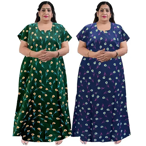 Plus Size Cotton Nighty Combo For Women Pack Of 2