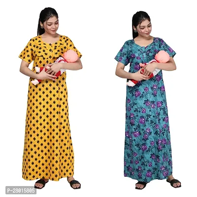 Women Printed Feeding Nighty For Maternity Wear In Amazing Colors And Best Fabric Pack Of 2