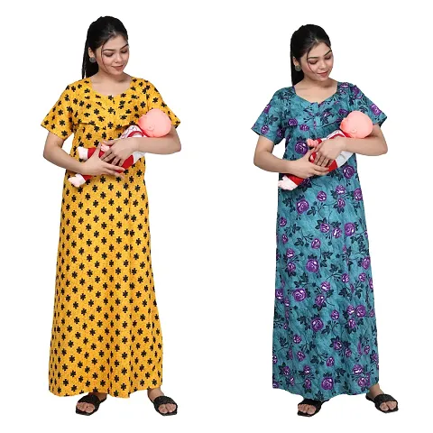 Women Feeding Nighty For Maternity Wear In Amazing Colors And Best Fabric Pack Of 2