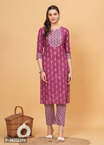 Stylish Pink Cotton Printed Kurta Bottom Set For Women-thumb0