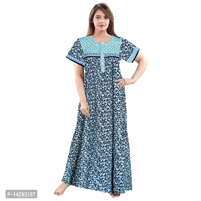 JWF Women's Full Length Cotton Nighty (Multicolour, Free Size, 2XL) -Combo Pack of 2 Pieces-thumb2