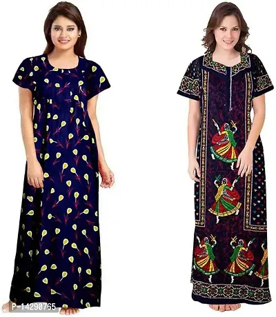 Nandini Women's Pure Cotton Floral Printed Maternity Wear Nighty - Free Size -Combo Pack of 2 Pieces Multi-Colour-thumb4