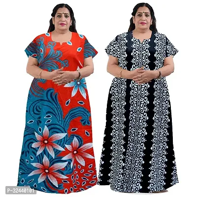 Stylish Cotton Printed Nighty For Women Pack Of 2-thumb0