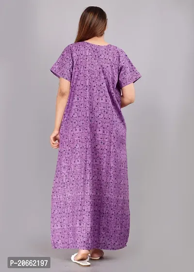 Trendy Cotton Purple Short Sleeves Nightwear For Women-thumb4