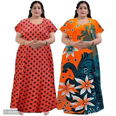 Stylish Cotton Printed Nighty For Women Pack Of 2