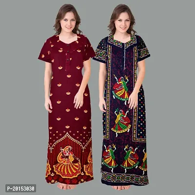 Stylish Cotton Nightdress For Women Pack Of 2