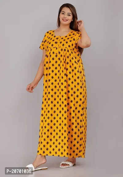 Trendy Cotton Yellow Short Sleeves Nightwear For Women-thumb2