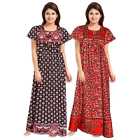 Mudrika Women's Cotton Printed Nightwear Kaftan/Nighty/Maxi/Gown/Nightdress-thumb1