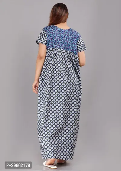 Trendy Cotton Blue Short Sleeves Nightwear For Women-thumb4
