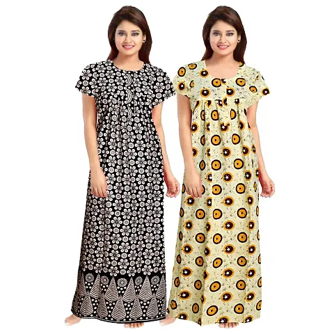 Stylish Embellished rich long nightwear Combo Pack of 2