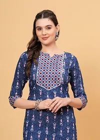 Stylish Blue Cotton Printed Kurta Bottom Set For Women-thumb1