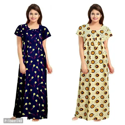 Stylish Embellished rich long Printed nightwear Combo Pack of 2