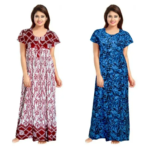 Stylish Embellished rich long nightwear Combo Pack of 2