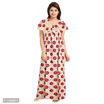 Nandini Women Wear Cotton Nighty Sleepwear Nightdress Nighty Long Maxi Free Size Nighties Combo (Pack of 2) Blue,White-thumb4