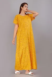 Trendy Cotton Yellow Short Sleeves Nightwear For Women-thumb1