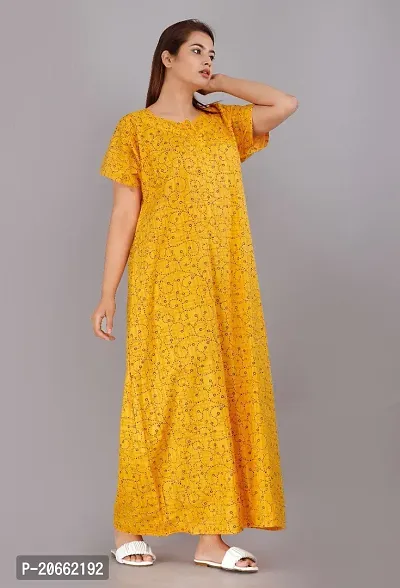 Trendy Cotton Yellow Short Sleeves Nightwear For Women-thumb2