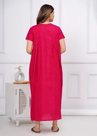 Elegant Red Cotton Printed Nighty For Women-thumb3