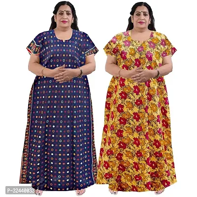 Stylish Cotton Printed Nighty For Women Pack Of 2