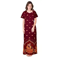 Lorina Women Fashion Cotton Printed Ankle Length Maxi Night Gown Nighty Combo Pack of 2 Maroon,Red-thumb3