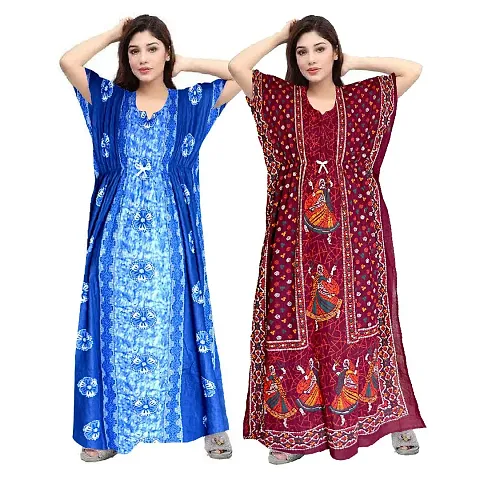 Stylish Embellished rich long nightwear Combo Pack of 2