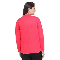 Mudrika Women Woolen V-Neck with Double Collar Heavy Winter Wear Pure Wool Cardigan Sweater with Side Pockets and Solid Colour Pink-thumb1