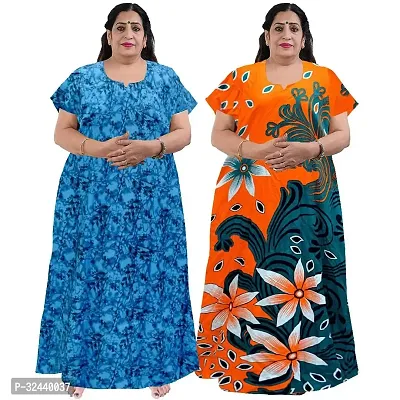 Stylish Cotton Printed Nighty For Women Pack Of 2