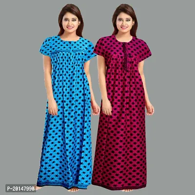 Stylish Cotton Nightdress For Women Pack Of 2