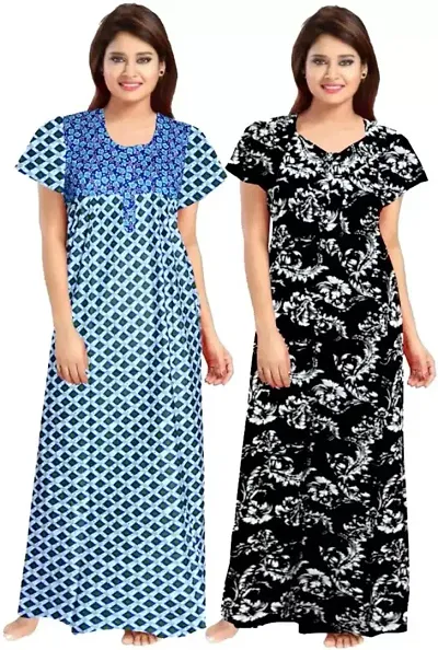 Cotton Printed Nighty For Women Combo Pack Of 2