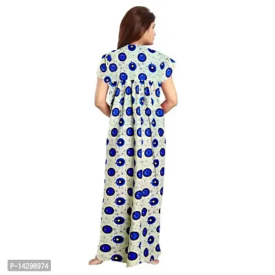 Nandini Women Wear Cotton Nighty Sleepwear Nightdress Nighty Long Maxi Free Size Nighties Combo (Pack of 2) Blue,White-thumb3