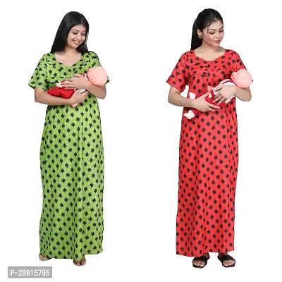 Women Printed Feeding Nighty For Maternity Wear In Amazing Colors And Best Fabric Pack Of 2