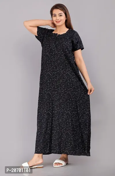 Trendy Cotton Black Short Sleeves Nightwear For Women-thumb3