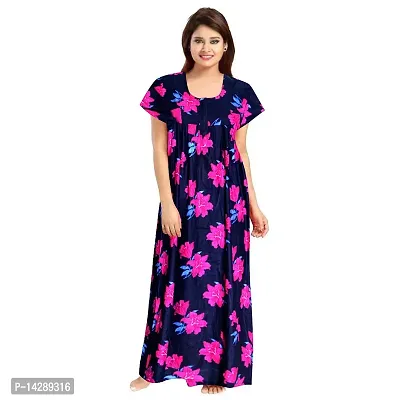 Nandini Cotton Embroidered Nighty Maxi Dress Night Gown Nightwear for Women Green-thumb0