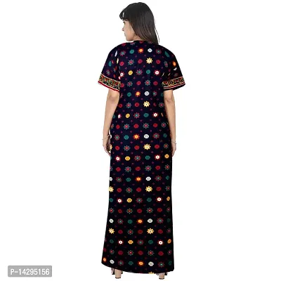 Nandini Casual Wear Pure Cotton Maxi Nighty for Women Maroon,Beige-thumb5