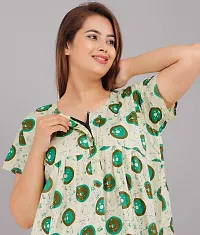 Trendy Cotton Green Short Sleeves Nightwear For Women-thumb2