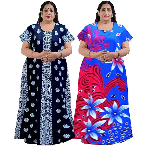 Plus Size Cotton Nighty Combo For Women Pack Of 2